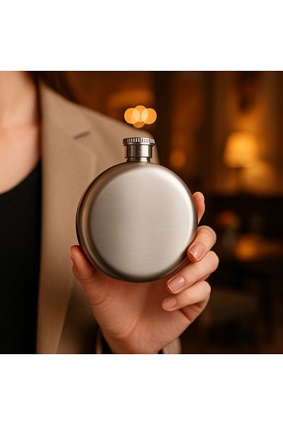 PERLOTUS 5 oz 150 Cc Steel Whiskey Round Drinking Bottle with Funnel