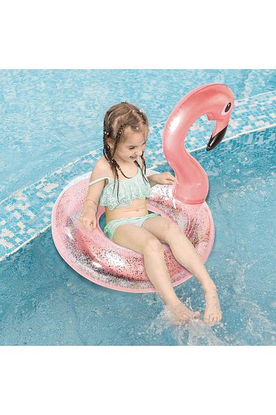 LRS STORE 2-8 Years Old Pink Flamingo Children's Ring Girl's Pool Sea Toy Swimming Ring