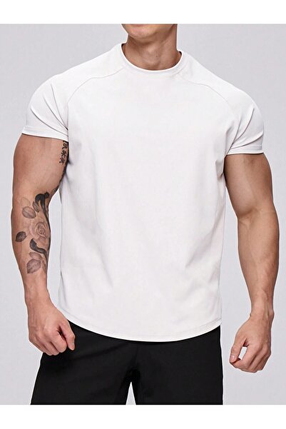 GENIUS STORE Ανδρικό αθλητικό μπλουζάκι Running Sports Gym Raglan Oval Cut Χτενισμένο βαμβακερό μπλουζάκι OVALT-SHİRT