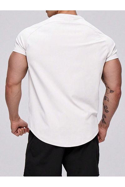 GENIUS STORE Ανδρικό αθλητικό μπλουζάκι Running Sports Gym Raglan Oval Cut Χτενισμένο βαμβακερό μπλουζάκι OVALT-SHİRT