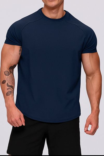 GENIUS STORE Ανδρικό αθλητικό μπλουζάκι Running Sports Gym Raglan Oval Cut Χτενισμένο βαμβακερό μπλουζάκι OVALT-SHİRT