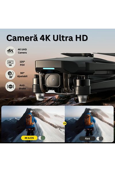 Velixo Hs175g Drone 4k Uhd, Sony Sensor, Gps, 5g Wifi, 60min Zbor, Pliabil, 2 Baterii, Telecomandă Inclusă