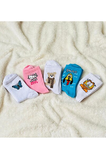 MODA Hediyelik 5'li Çizgi Film Karakterli Kolej Çorap (5 ÇİFT)