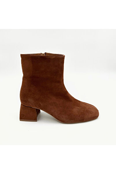 Folle Taba Süet Deri Kısa Topuklu Bot