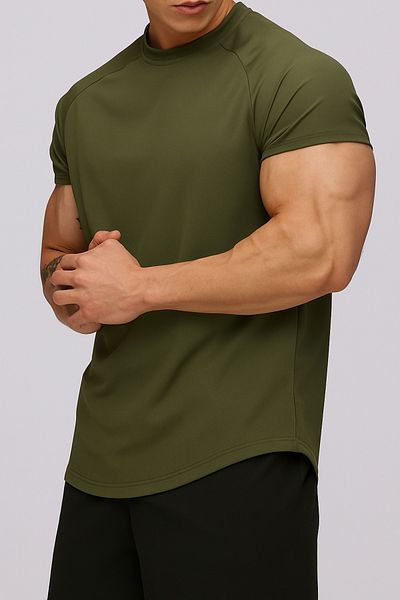 GENIUS STORE Ανδρικό αθλητικό μπλουζάκι Running Sports Gym Raglan Oval Cut Χτενισμένο βαμβακερό μπλουζάκι OVALT-SHİRT