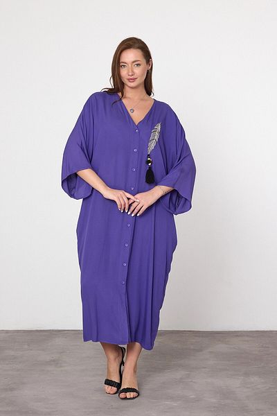 bacc Maxi Size Purple Embroidery Embroidered Woven Viscon Dress Bcvl-25V039