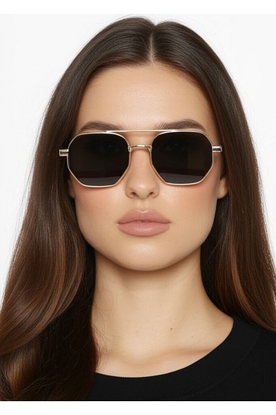 Mazzy Rectangle Square Black Sunglasses