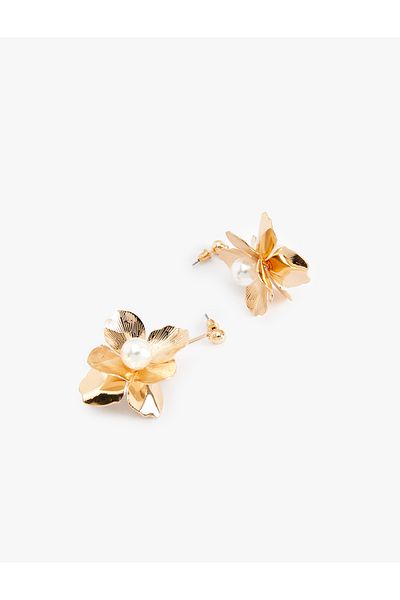 Koton Pearl Detailed Dangle Flower Earrings