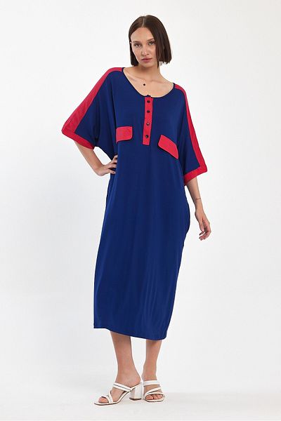 bacc Φόρεμα Maxi Boy Navy Blue με στάμπα υφαντό Viscon Bcvl-251066