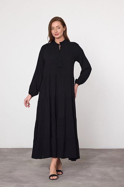 bacc Φόρεμα Maxi Size Black Katkat Flounced Woven Viscon Bcvl-25v032