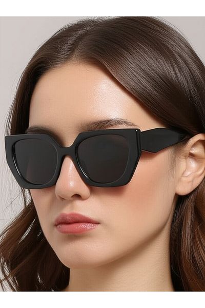 Mazzy Rectangular Square Black Women's Sunglasses