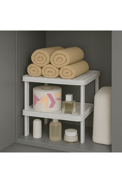 Myend 2 Pcs in Cabinet Organizer Shelf Square Riser Shelf Stackable Organizer