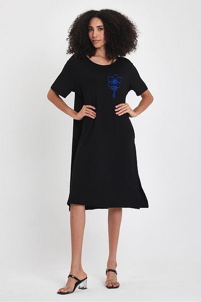 bacc Maxi Size Black Saks Κέντημα Πλεκτό Φόρεμα Viscon Bcvl-251023