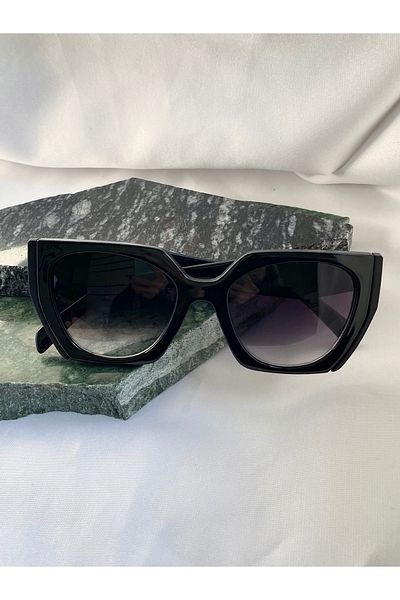 Mazzy Rectangular Square Black Women's Sunglasses