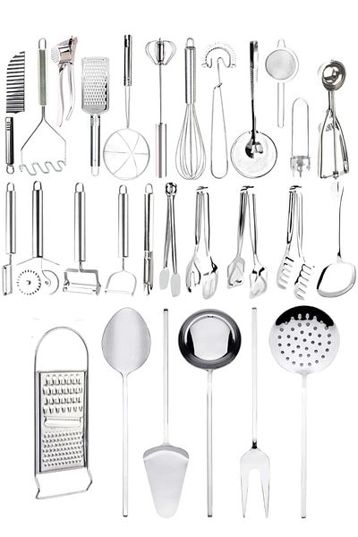 Mirilliahome 28 Piece Stainless Steel Kitchen and Serving Utensils Dowry Set