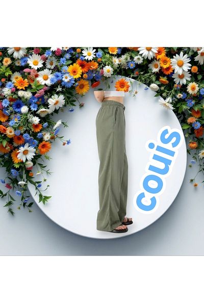 couis Women's High Waist Loose Leg Linen Blend