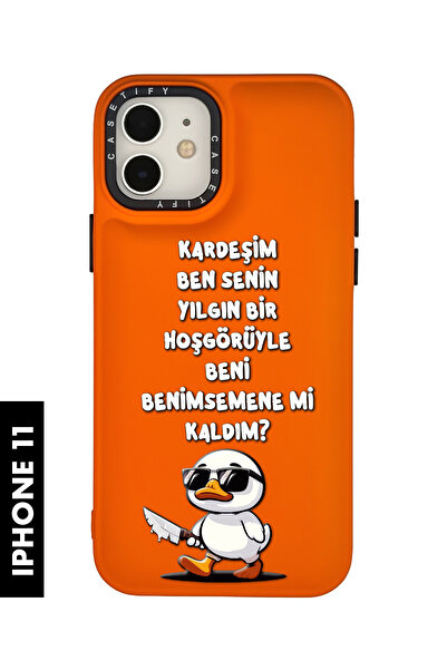mooodcase iPhone 11 Uyumlu Katil Ördek Desenli Silikonlu Pillow Kılıf