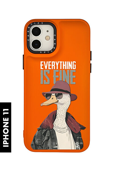 mooodcase iPhone 11 Uyumlu Everything is Fine Desenli Silikonlu Pillow Kılıf