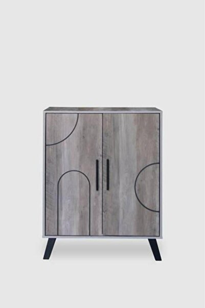 Generic 4-Tier 2-Door Malaysian Wooden Shoe Cabinet - Gray with Brown