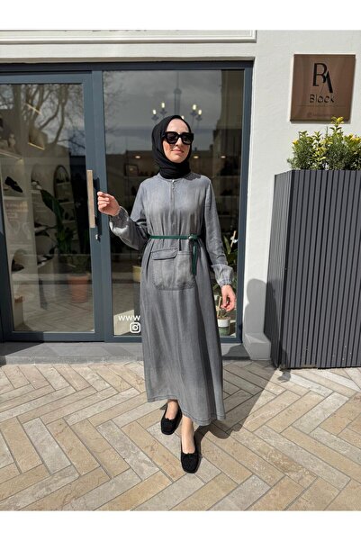 MissWhence Fermuarlı Cep Detaylı Kot Kadın Elbise Siyah