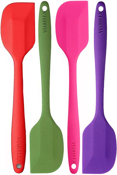 viarella Silicone Spatula Set 4 Large Size Fireproof Non-Stick Non-Scratch Red-Green-Fuchsia-Purple 27cm