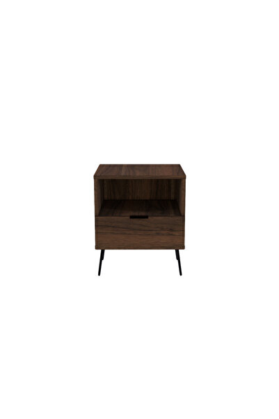 Generic Side Bed Table with Storage Drawer – Malaysian Wood in Dark Brown