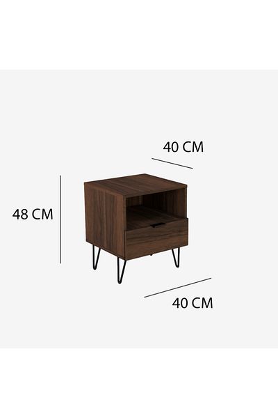Generic Side Bed Table with Storage Drawer – Malaysian Wood in Dark Brown
