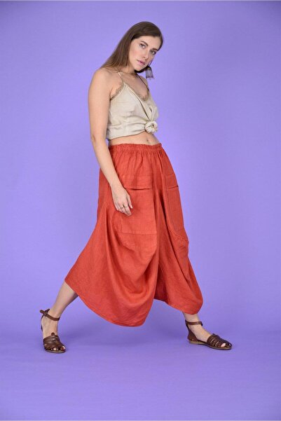 Bohem Stil Pantaloni largi din in italian cu buzunare (INTRE MASURI 36-48)