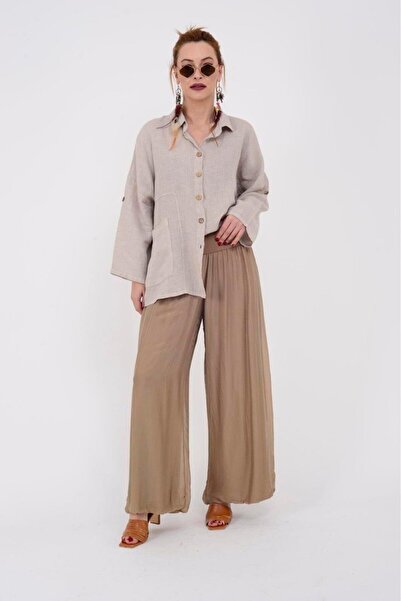 Bohem Stil Pantaloni Wes din mătase căptușiți cu corsaj italian