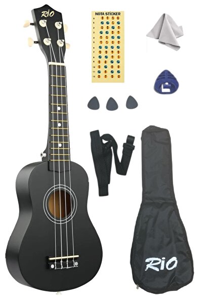 müzikhane Soprano Siyah Ukulele Kılıf Askı Pena Sticker 54 Cm