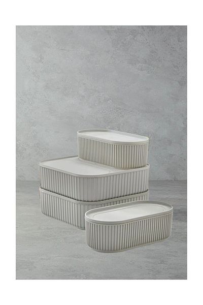 DOWRY STİL 4-Piece Multi Storage Container 2X1.2 Lt 2X3 Lt Gray
