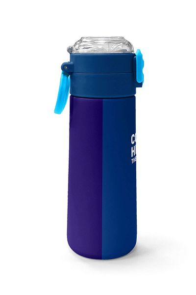 Coral High Kids Navy Blue Striped Straw and Direct Drinking Steel Thermos 500 ml 31997