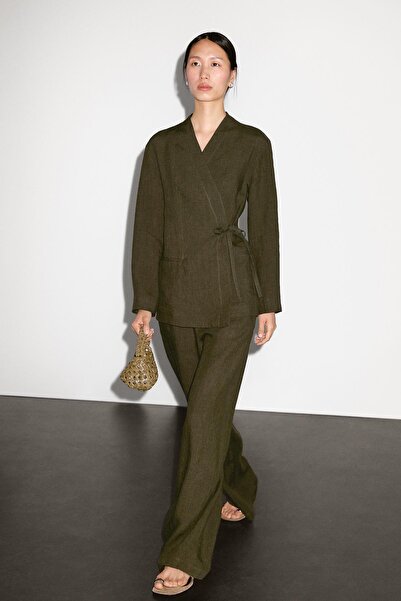 Massimo Dutti %100 keten straight fit pantolon