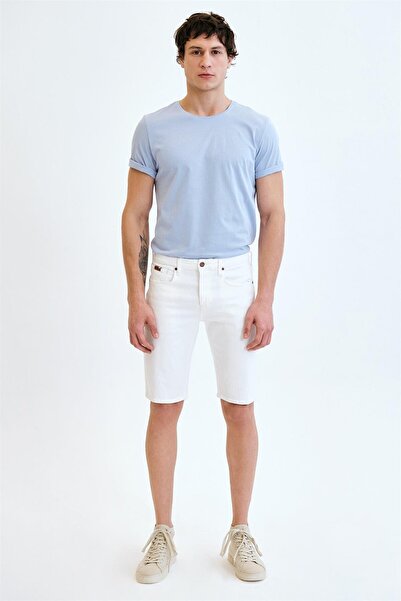 Denim Trip Straight Fit Beyaz Erkek Şort