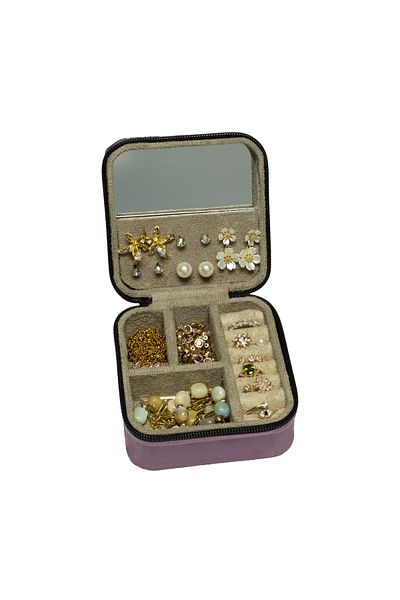 Ahşap Fikir Minia Jewelry Organizer Box Jewellery Accessory Case Ring Earring Organizer Plum Purple Color
