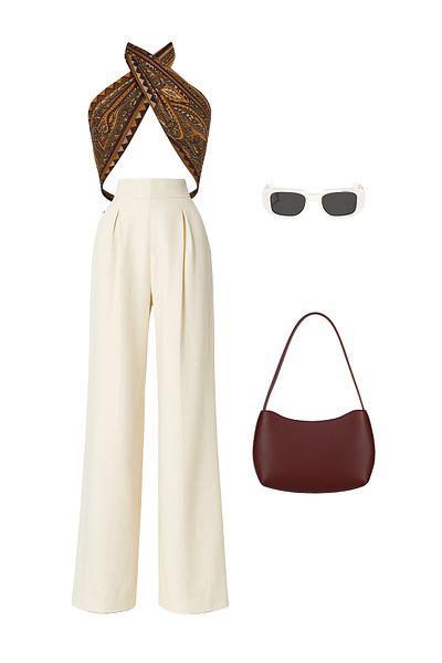 VAGGON Women's Mix Pants Bustier Bag and Glasses - Boho Whisper's V00050