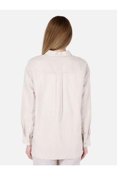 Colin's Relaxed Fit Shirt Neck Plain Women's Beige Long Sleeve Shirt