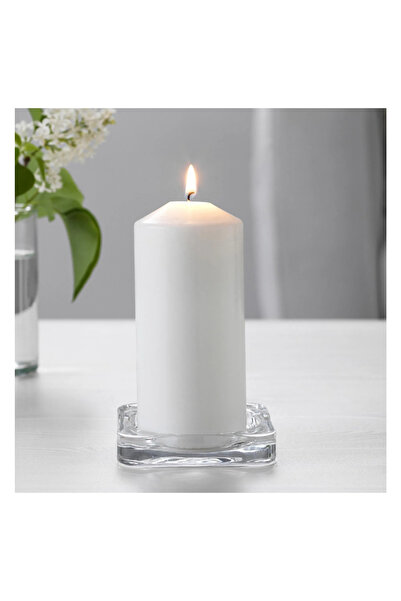 IKEA Blok Mum Tabağı 10x10x1,5 Cm Şeffaf Cam Mumluk Mum Altlığı