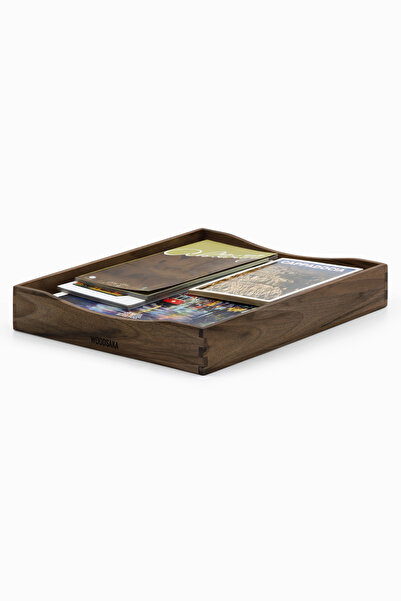 Woodsaka Magazine and Document Box - Walnut & Birch Plywood Base - 25cm X 22cm X 5cm
