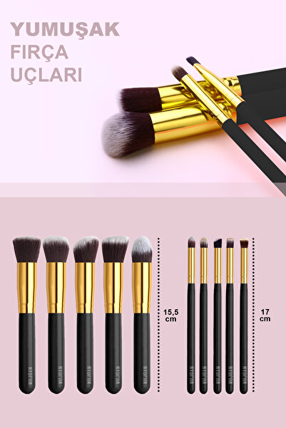 MUJGAN Siyah Saplı 10'lu Makyaj Fırça Seti