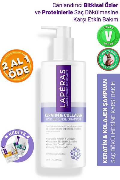 LAPERAS Collagen and Keratin Anti-Hair Loss Fast Hair Growth Plumping Repair Nourishing Shampoo
