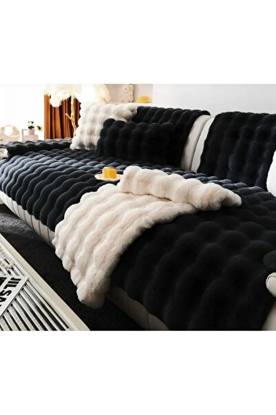 new colourse Husă de canapea de pluș pentru 3 locuri 1buc 80x200cm husă Neagră