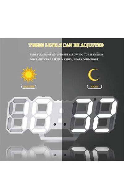 Primo Plus 3D LED Digital Clock Electronic Table Clock White