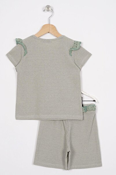zepkids Green Girl's Shorts Set - Garnished Pocket Detail