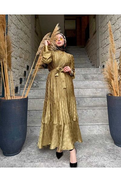 SERAH BUTİK Premium Quality Satin Plisse Princess Dress