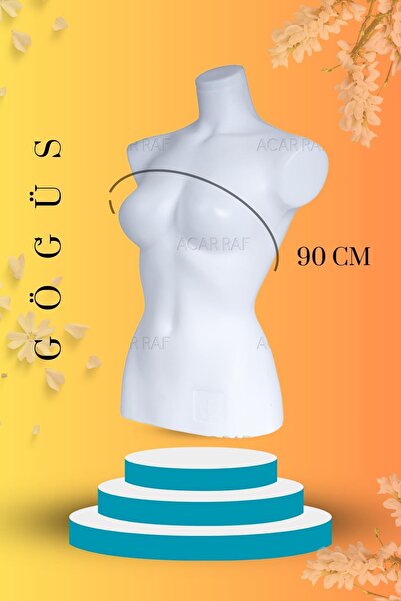 Acar Raf Tors Mankeni Kolsuz Manken Yarım Üst Bayan Manken Beyaz