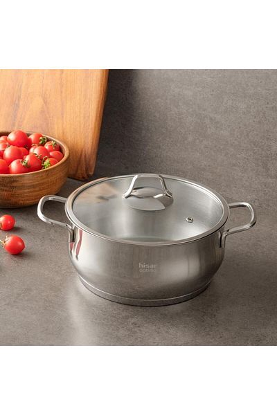 Hisar Optima Bergama Induction Base Steel Deep Pot 22 cm