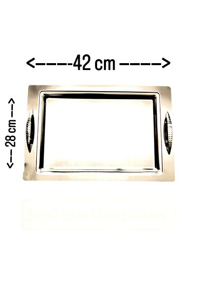 Becenhouse Stainless Steel Tea Coffee Presentation Serving Tray Lion 42*28 cm