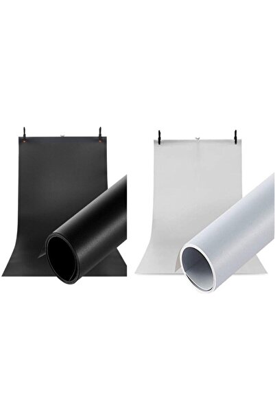 Hdg Ürün Çekim Fotoğraf Fonu Plastik Stüdyo Fonu Beyaz Siyah 70x100 Cm - Özel Karton Tüp Ruloda