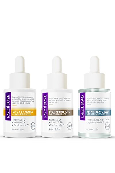 LAPERAS Kırışıklık, Morluk, Leke Karşıtı, Aydınlatıcı Cilt Serum 3'lü Set